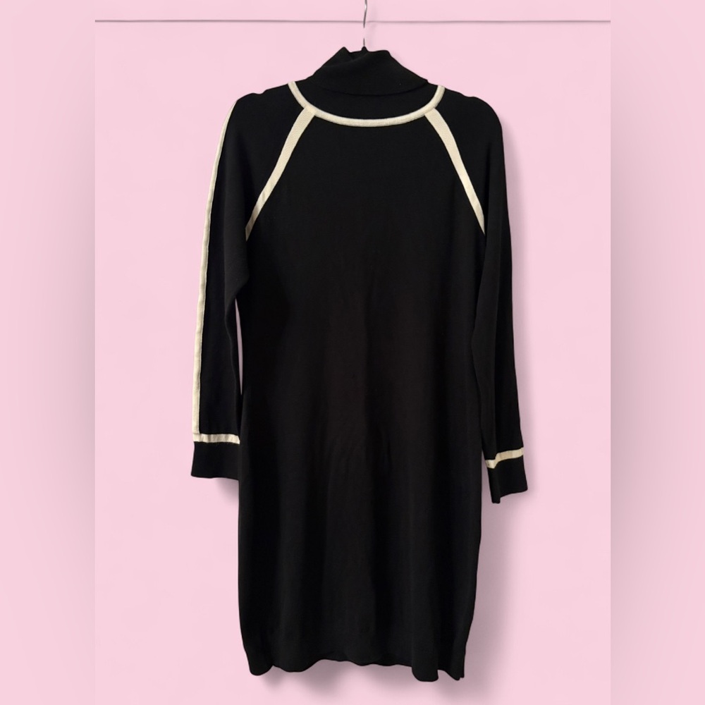 The Limited Black Sweater Dress | Ivory Trim | Turtleneck Knit | Size XL